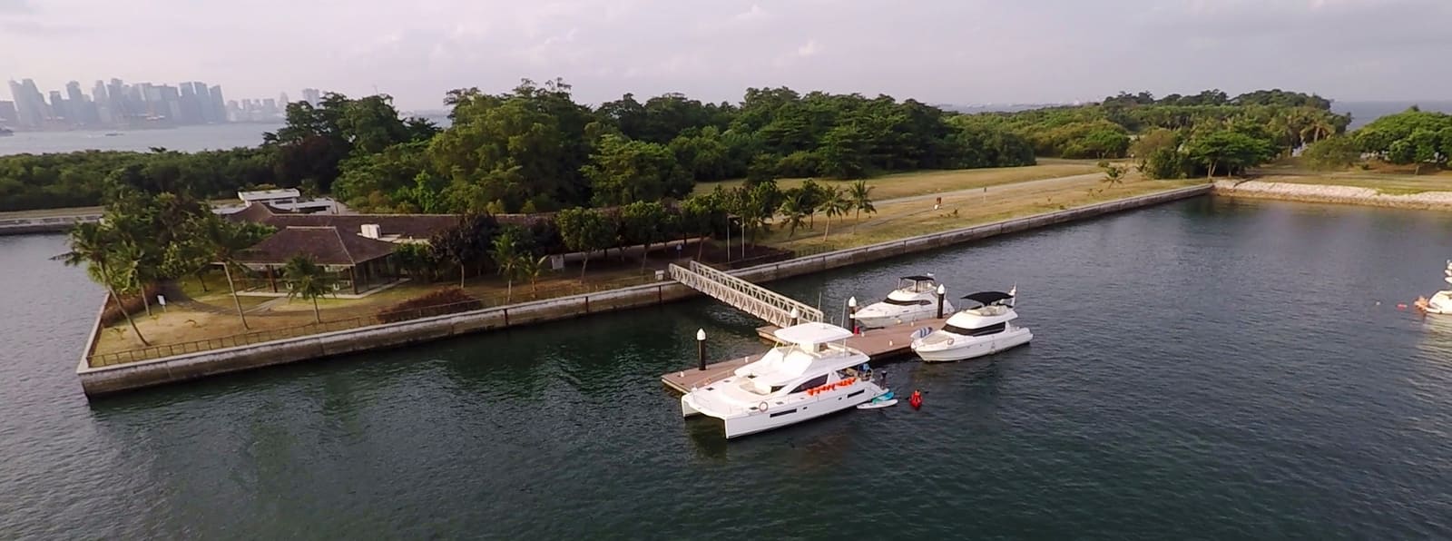 Singapore southern waters and skyline from a charter yacht
